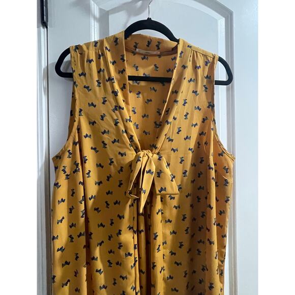 ModCloth Mustard Yellow Scottie Dog print blouse - Picture 4 of 8